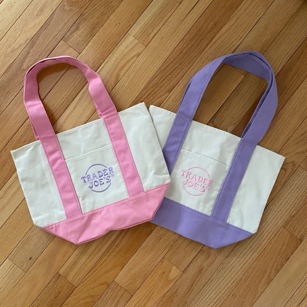 NWOT 🆕 Trader Joe’s Mini Totes Bag bundle pastel - light pink & lavender
